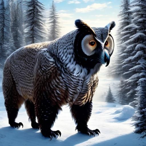 Realistic Owl Bear Hybrid Creature