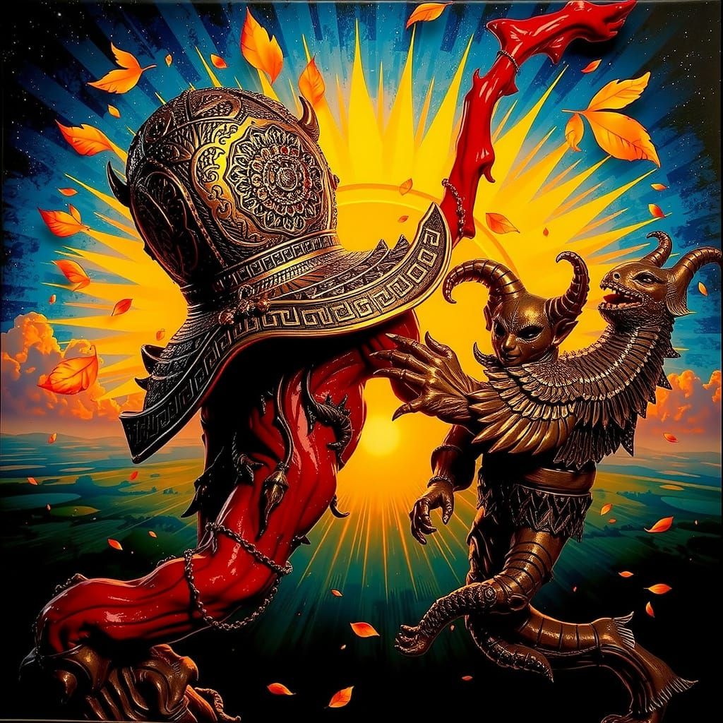 Vibrant Landscape with Pink Skin and Golden Leaves