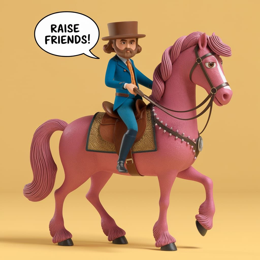 Embarrassed Figure on Pegasus, Iconographic Animation Style