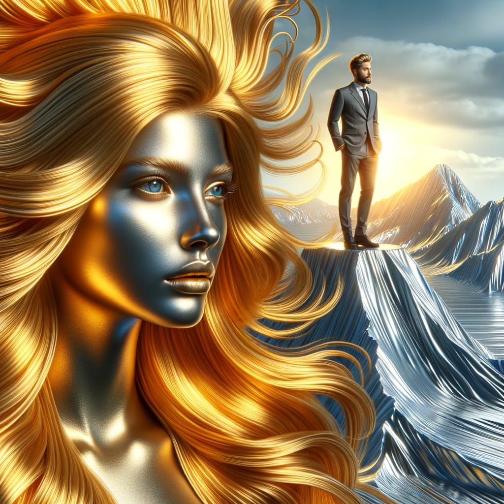Golden Haired Woman on Gleaming Silver Mountain