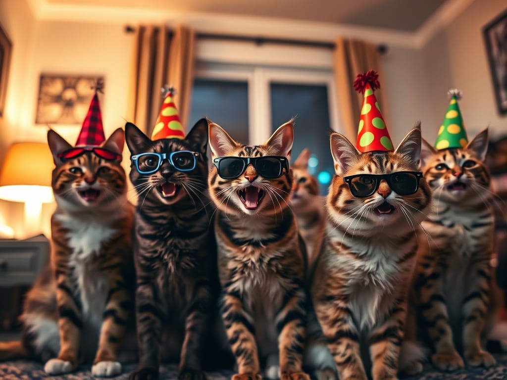 Cats in Disguise Having a Night Party