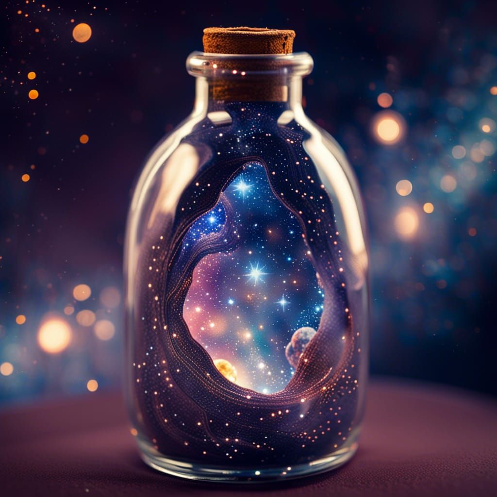 Galaxy in a Bottle with Fairy Lights