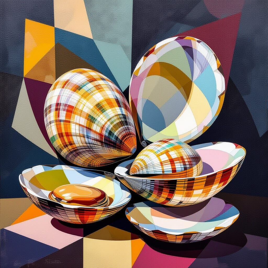 Neo-Cubist Ocean Clams in Fauvist Style