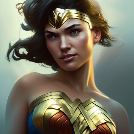 Wonder Woman Portrait in Hyperdetailed Comic Style