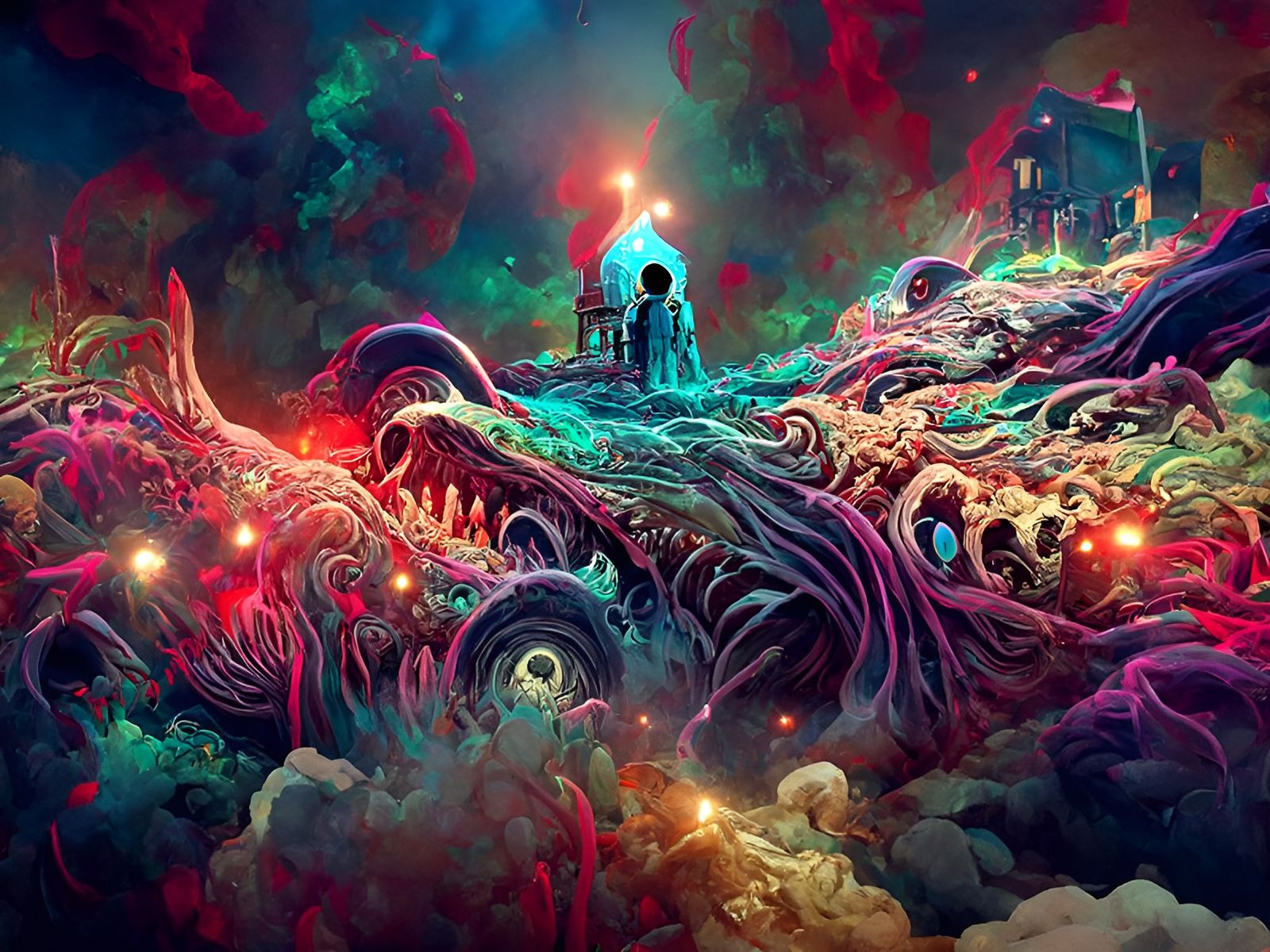 Surreal Cosmic Horror Dreamland in Digital Illustration