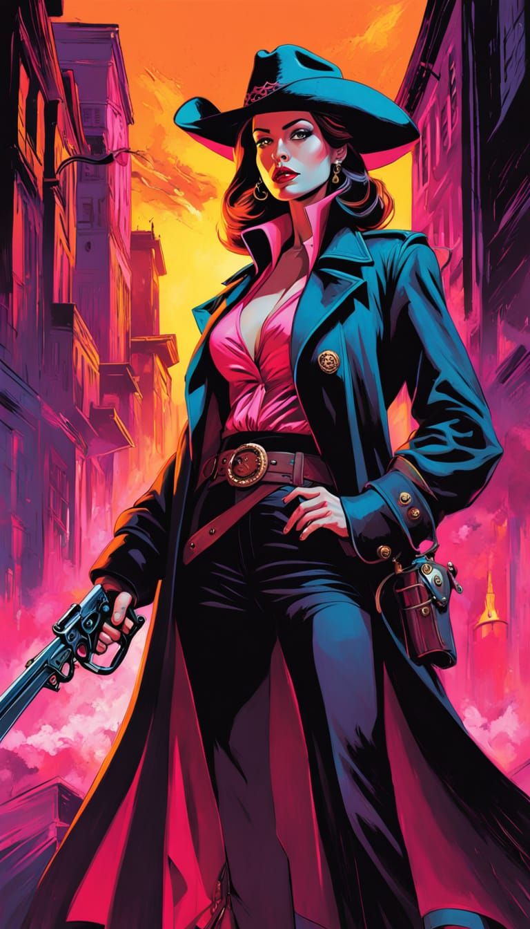 Vibrant Detective in a Golden Hour Masterpiece