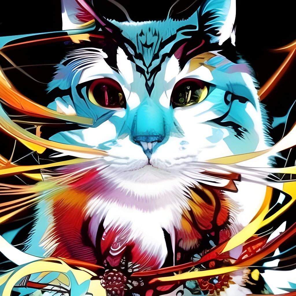 Soft Cat Portrait with Intricate Details in Pastel Colors