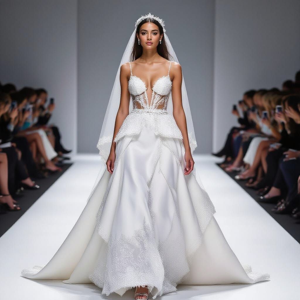 Bride with Layered Gown and Pearl Tiara
