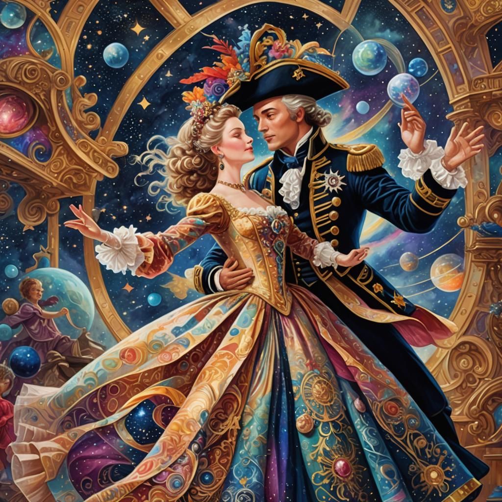 Cosmic Dance: Naval Officer and Victorian Lady