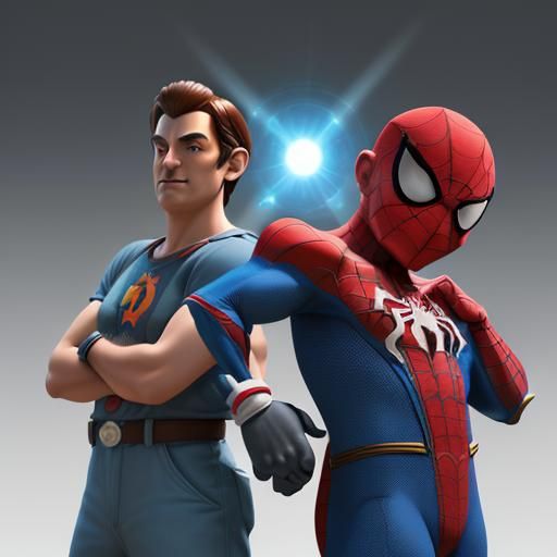Super Mario and Spiderman: 3D Digital Art