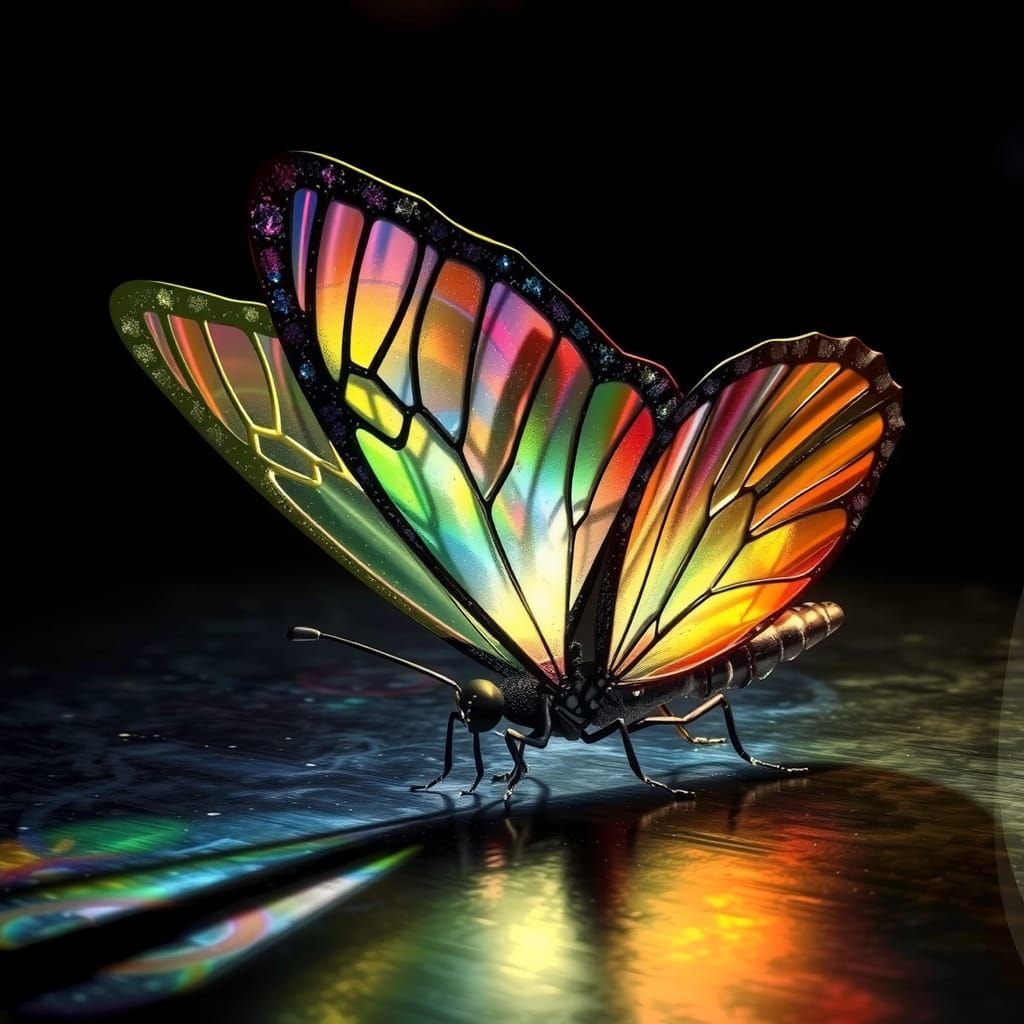 Colorful Butterfly in Stained Glass Style