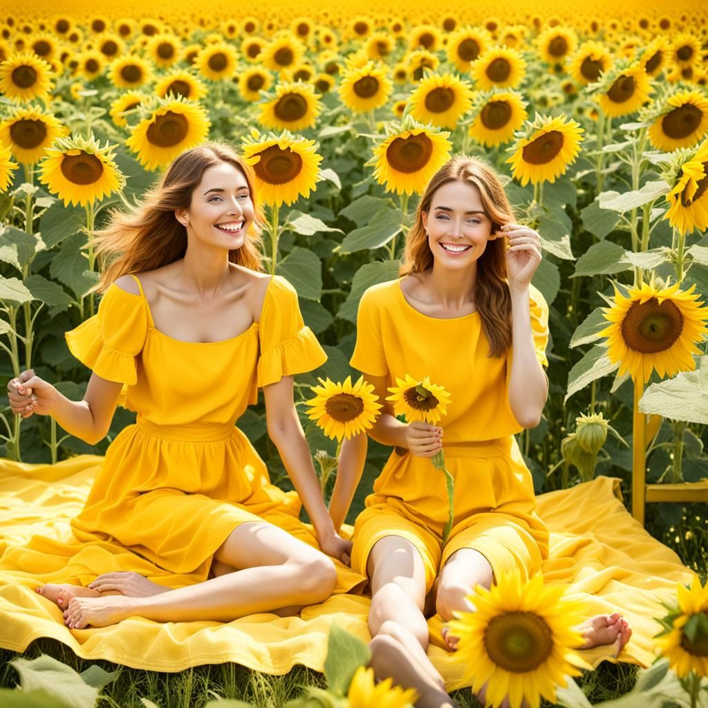 Summer Picnic in a Sunflower Field