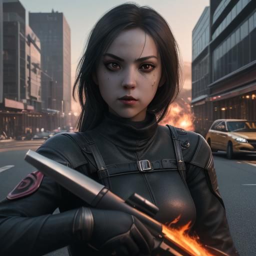 Assassin Girl Car Selfie in Realistic 4K