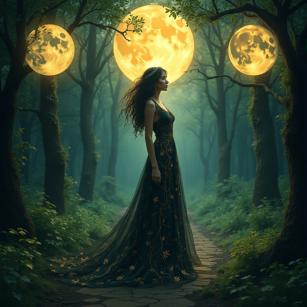 Ethereal Goddess of Magic in Dreamlike Forest
