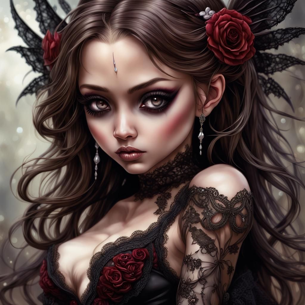 Chibi Goddess of Death in Ethereal Fantasy Style