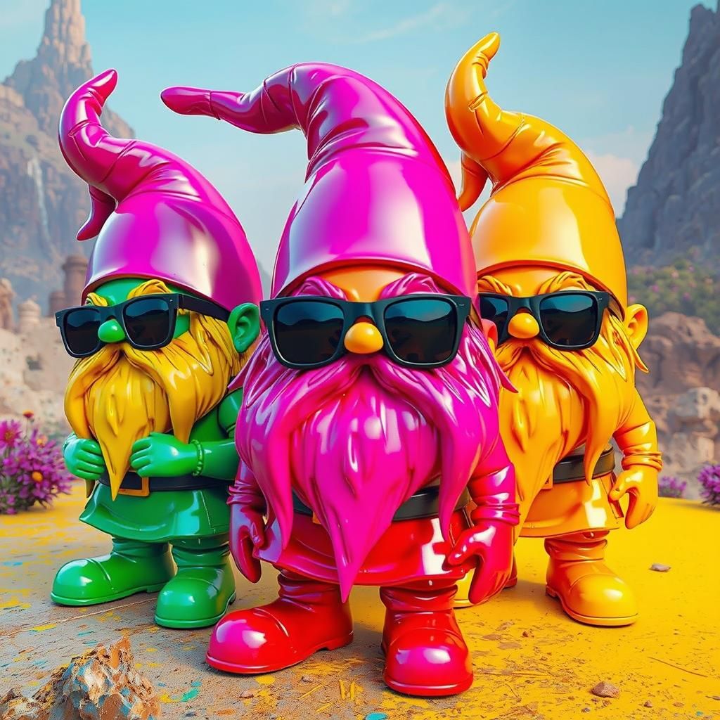 Rainbow Plastic Dwarfs in Graffiti Art Style