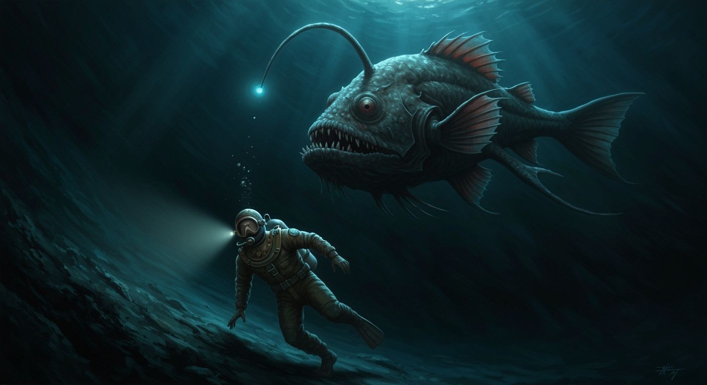 Anglerfish Creeping Up: Impasto Painting