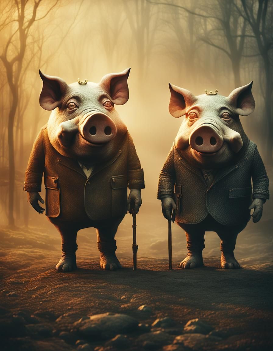 Surreal Monster Pigs in Dreamlike Cinematic Still