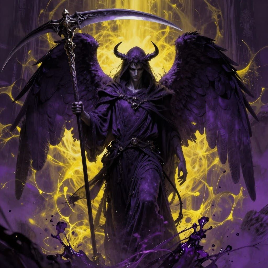 Angel of Death Wielding Scythe in Dark Fantasy Style