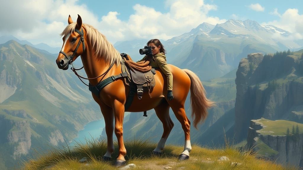Centaur Woman with Camera, Fantasy Digital Art