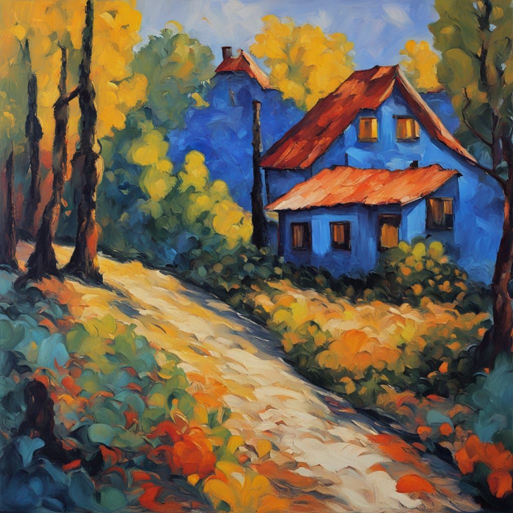 Acadian Village in Happy Valley Abstract Oil Painting