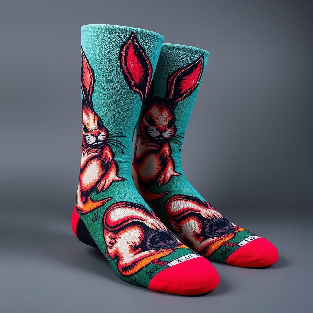 Devil Rabbit Socks: Surreal Design Inspired by Masters