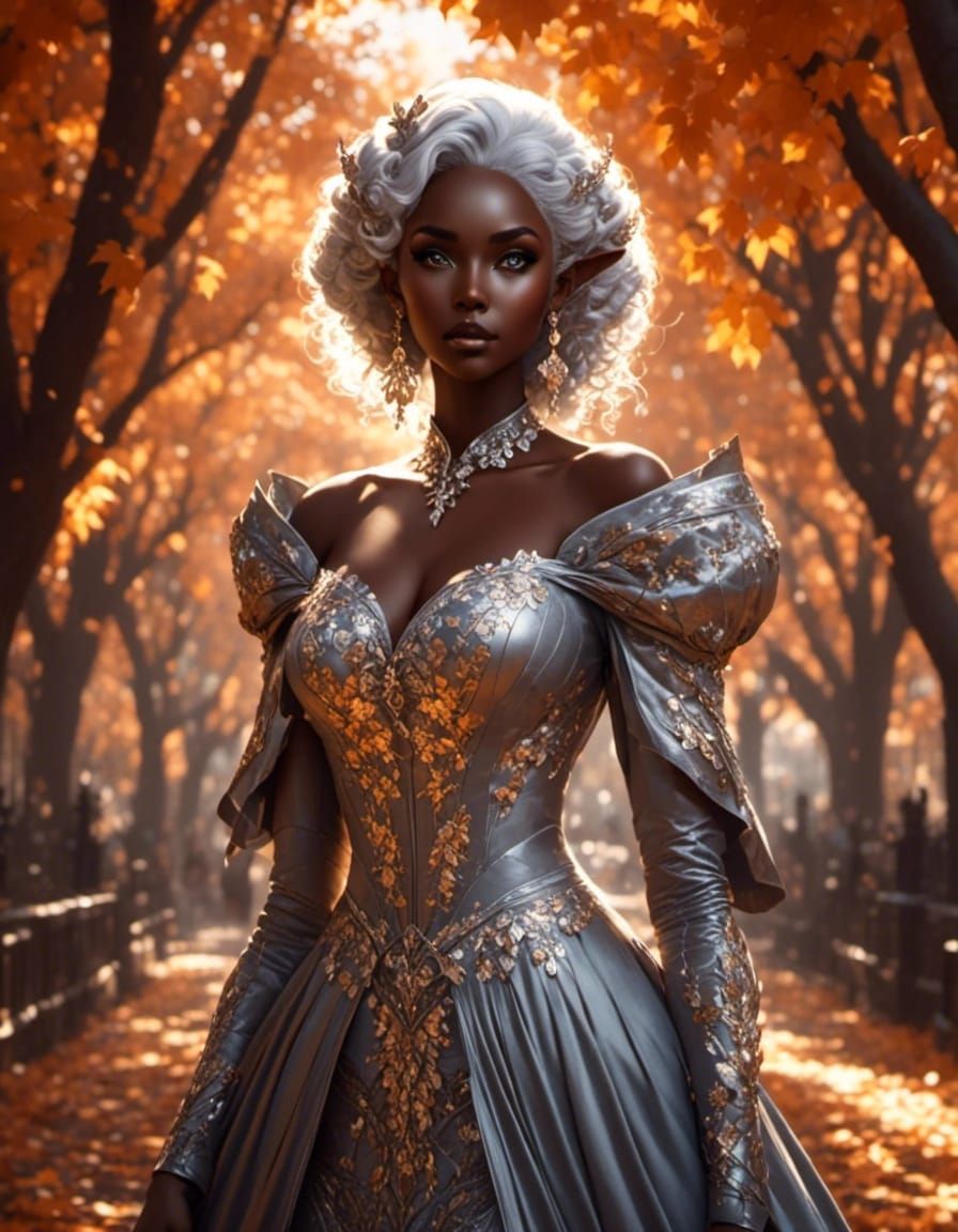 Autumn Drow Portrait in Medieval Fantasy Style