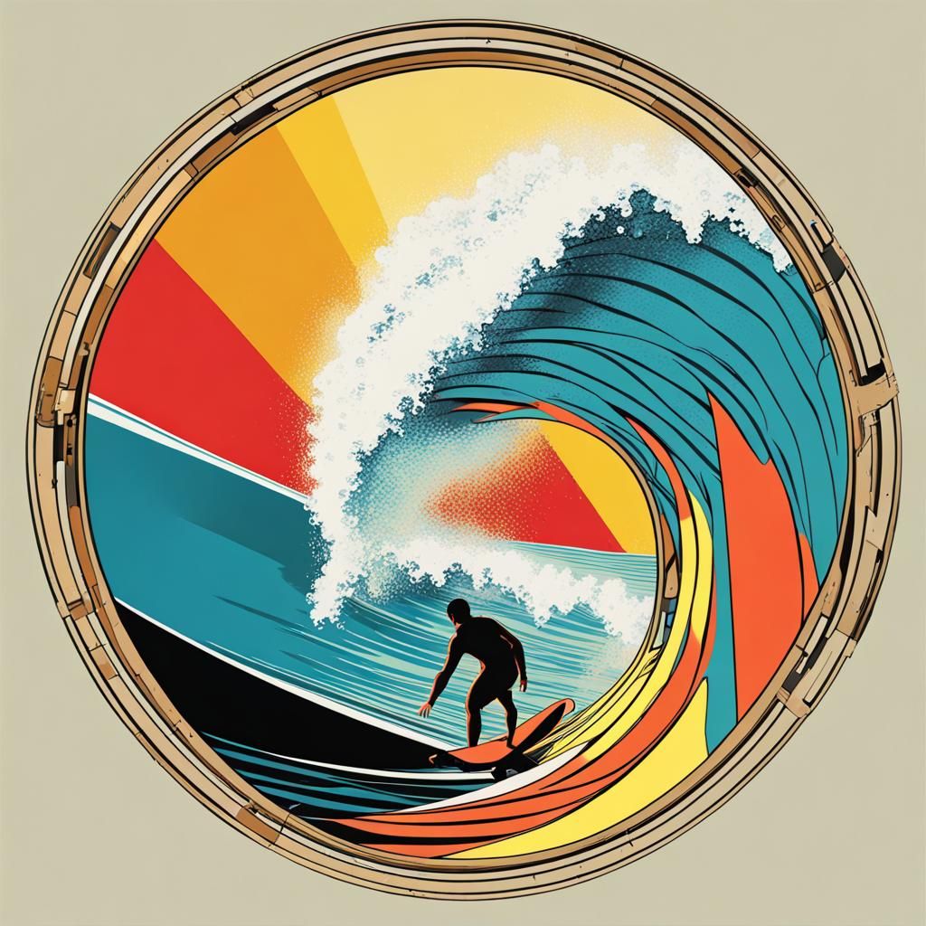 Surfing in Nazaré Pop Art Screen Print