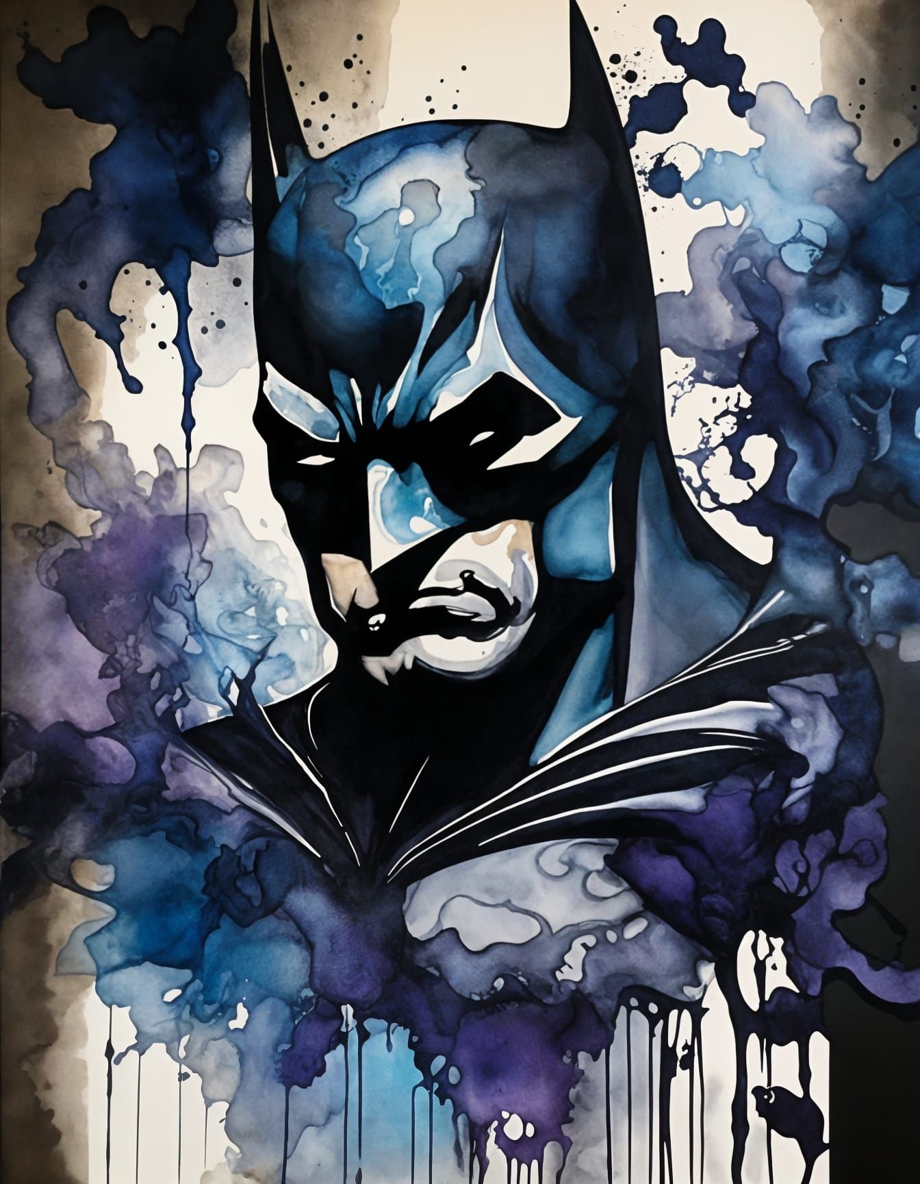 Batman and Gotham in Abstract Alcohol Ink Art