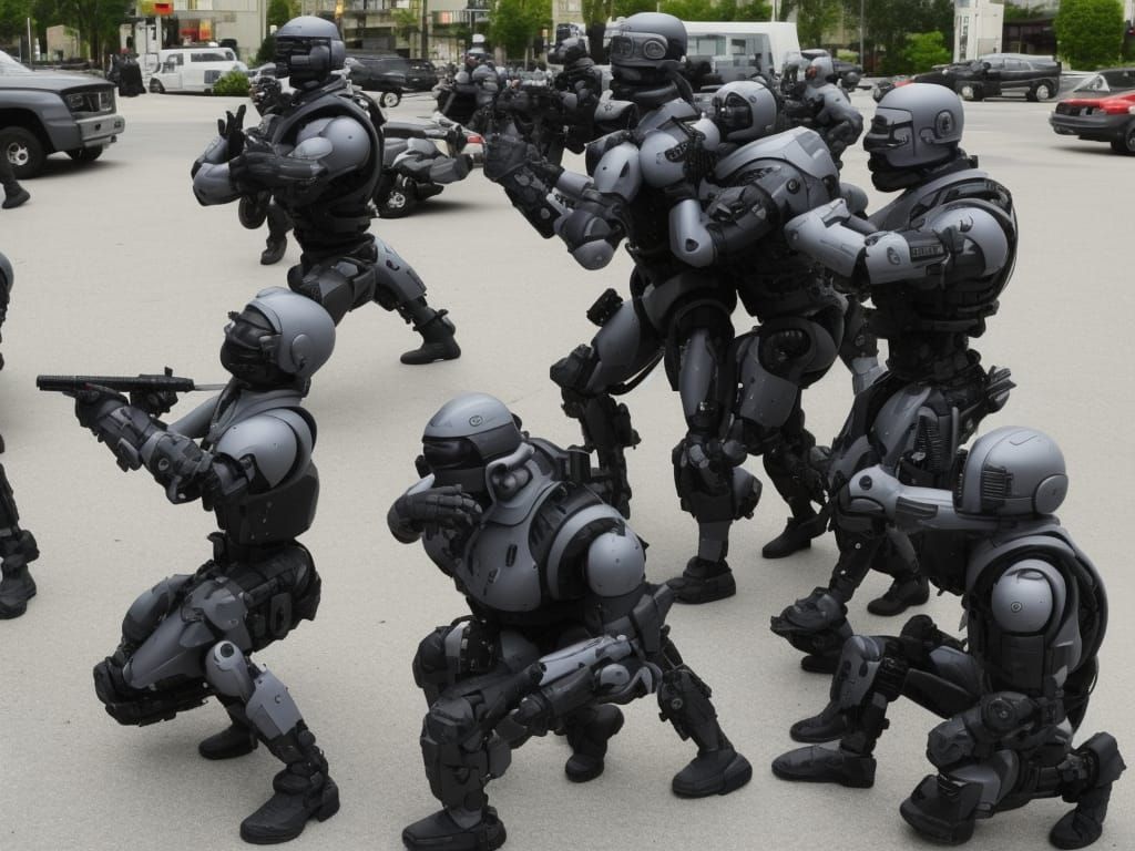 Futuristic RoboCop SWAT Team in Cyberpunk Style