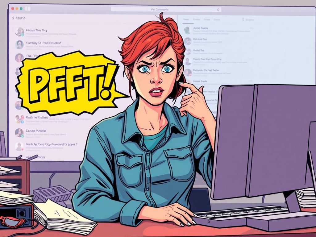 Frustrated Woman Uttering PFFT in Digital Art Style