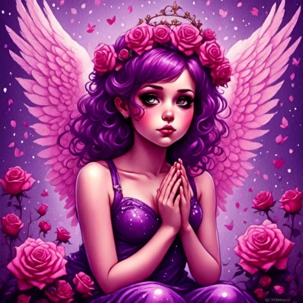 Enchanted Angel in Rose Garden