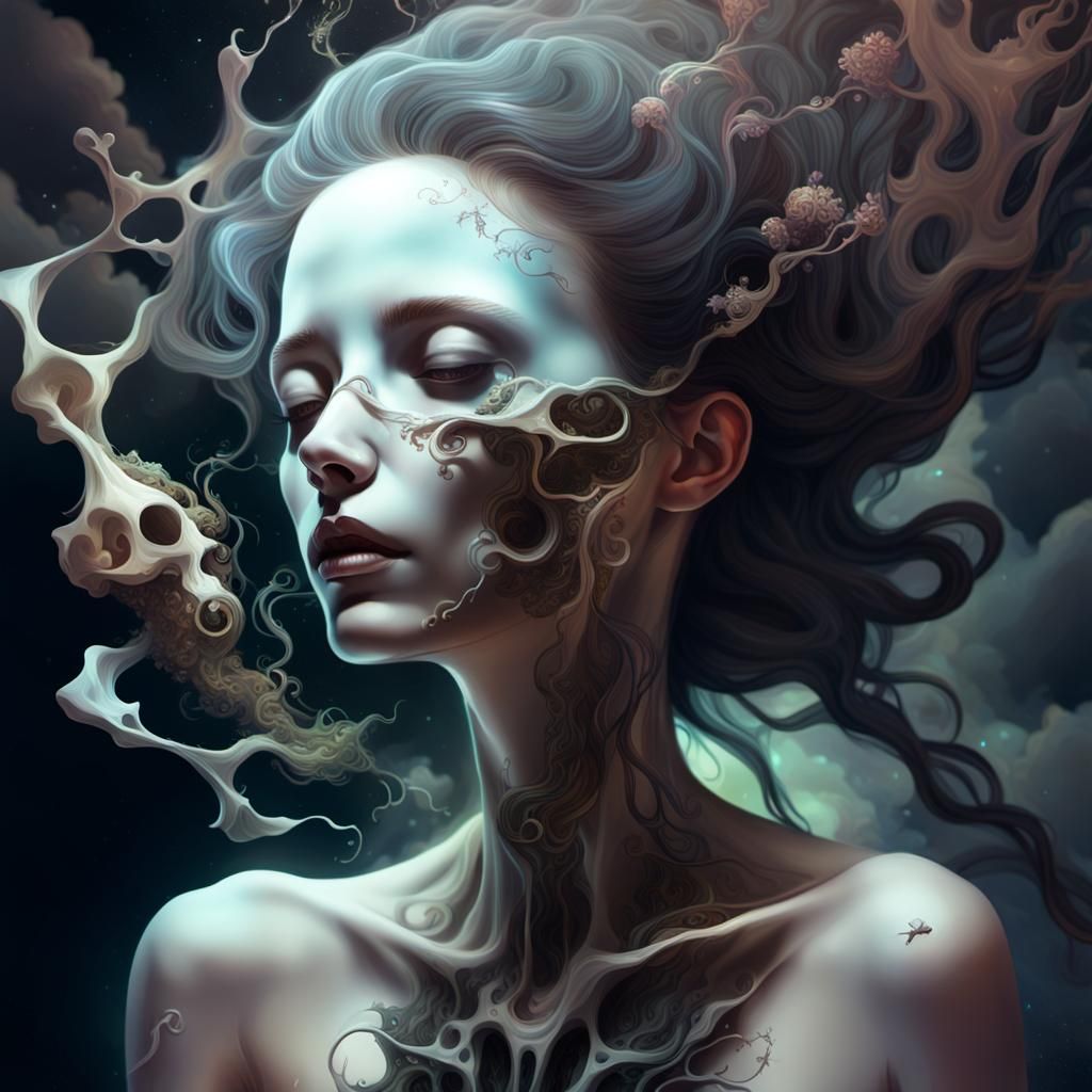 Ethereal Astral Encounter in Vibrant Cosmic Dreamscape