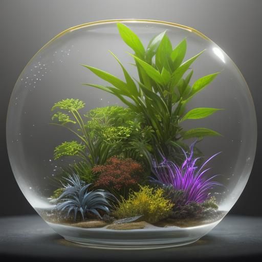 Luminescent Alien Plants in Glass Vials, Anime Concept Art