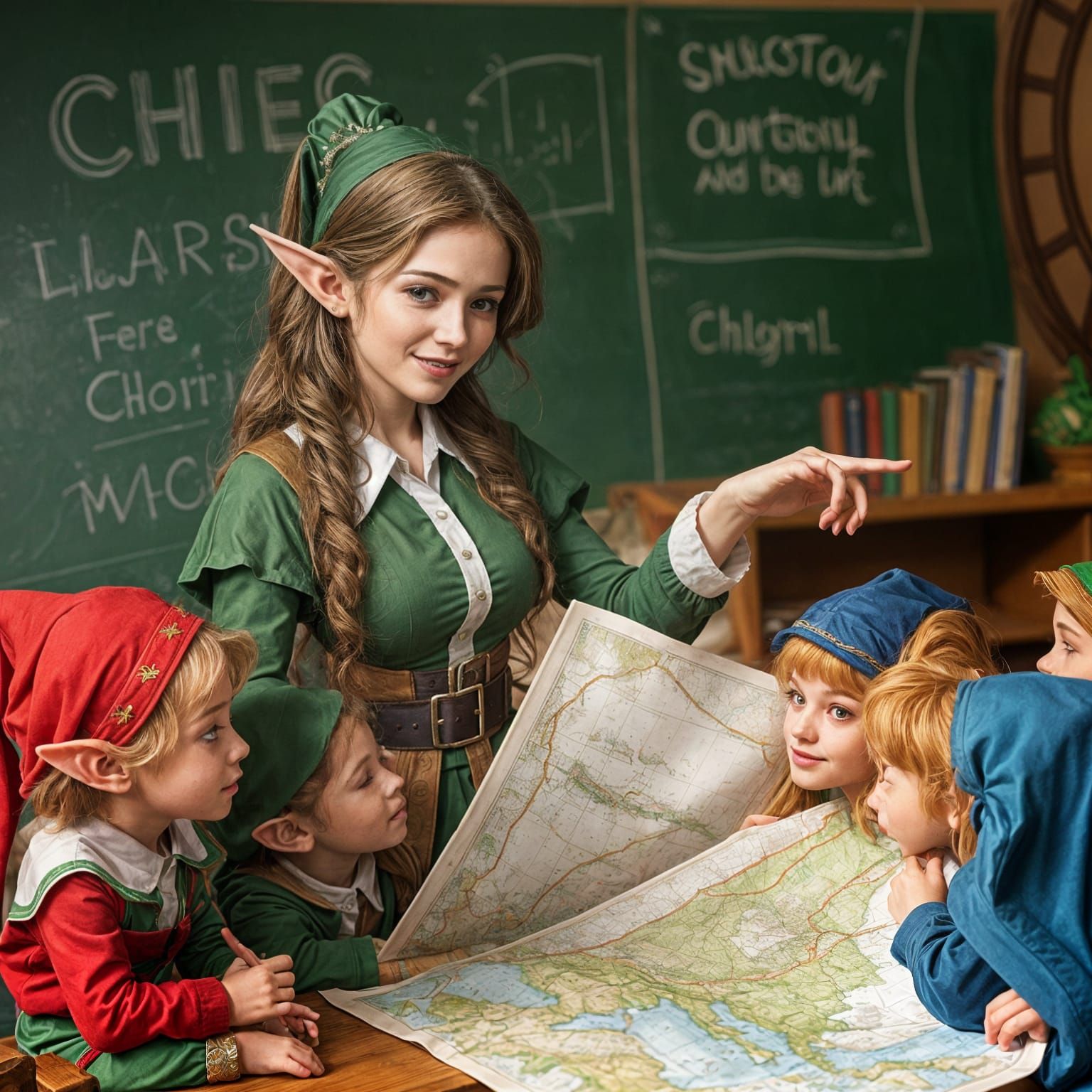 Beautiful Elf Teacher in Elf Classroom