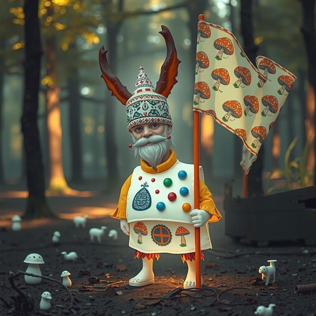 Whimsical Hermit in Hyperreal Setting