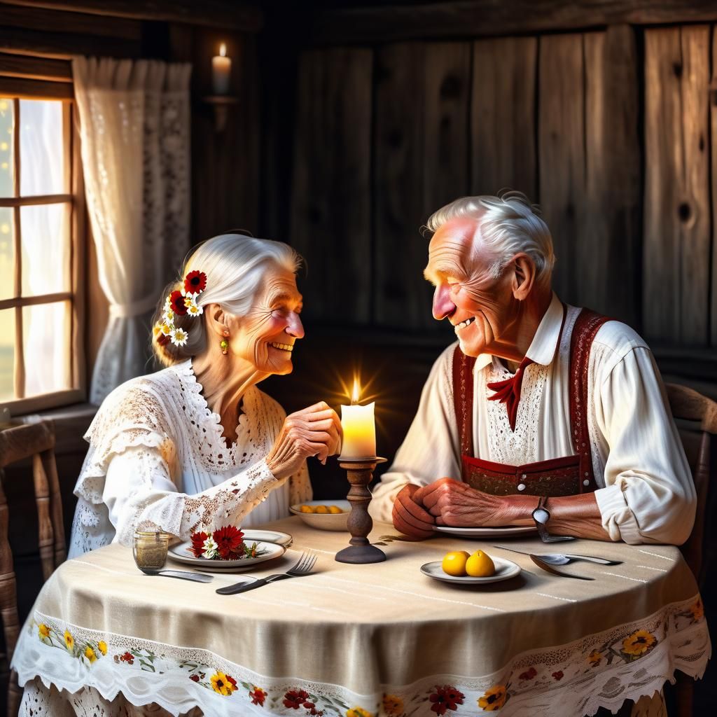 Romantic Candlelit Dinner in Rustic Setting