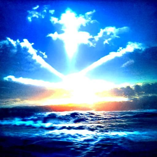 Angelic Ocean Sunrise with Heavenly Light