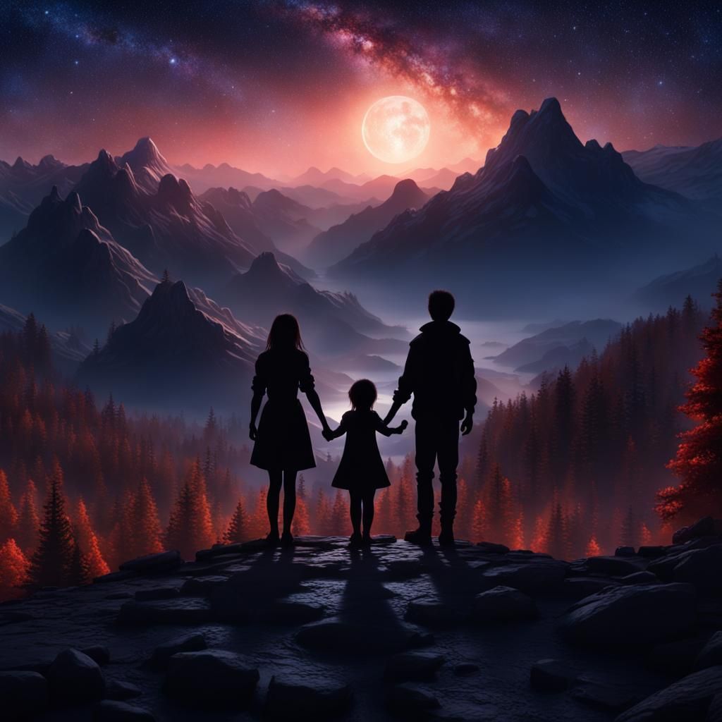 Teenage Couple Under Starry Night Sky