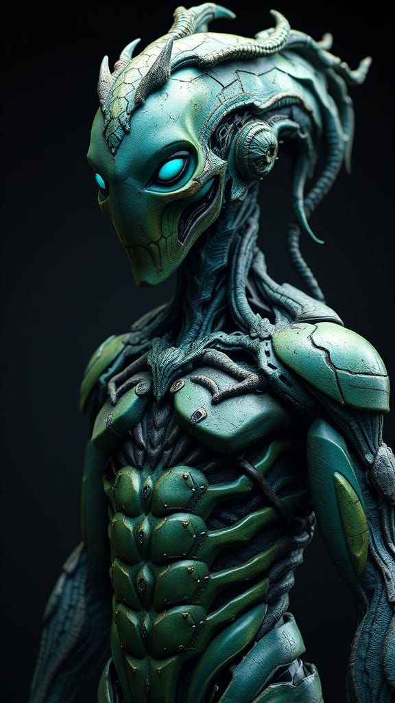 Cybernetic Entity in Epic 3D Videogame Style