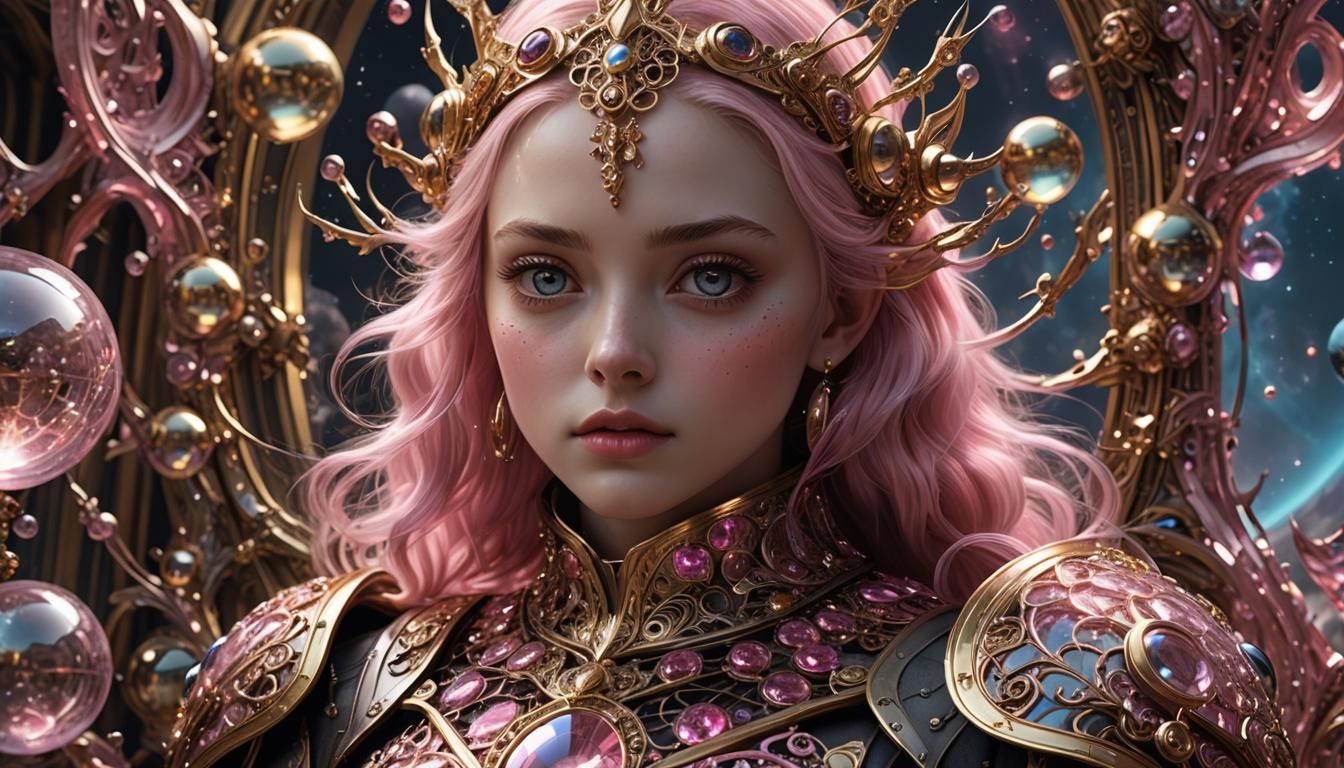 Goddess in Glass Diamond Dress with Fractal Designs