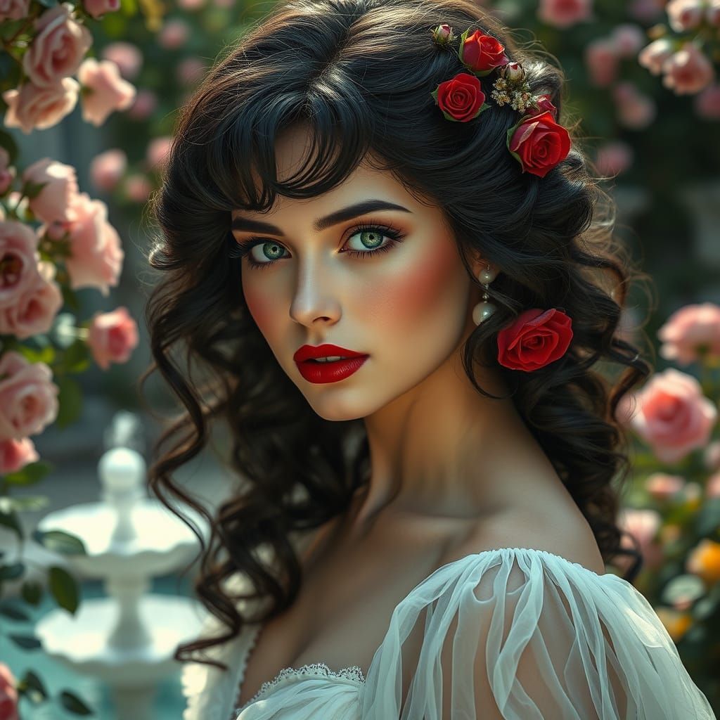 Midjourney6-Lite Woman Portrait A striking woman with emeral...