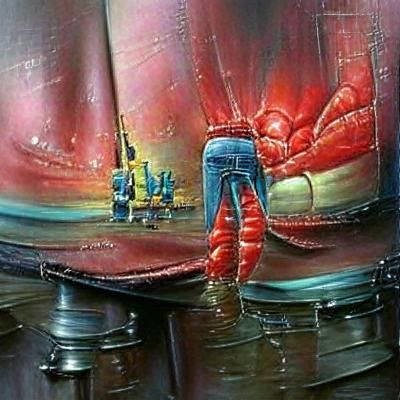 Mr. Krabs on Jeans, Oil Painting Style