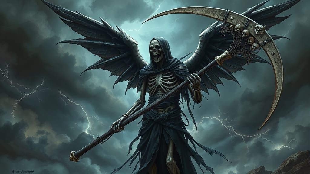 Gloomy Angel of Death in Dark Fantasy Style