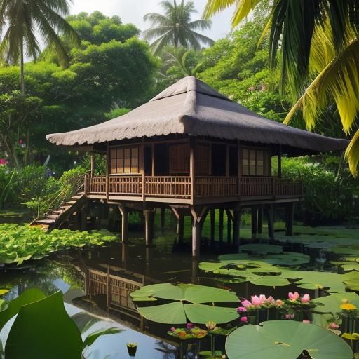 Stilt House by Lotus Pond: Professional Photography
