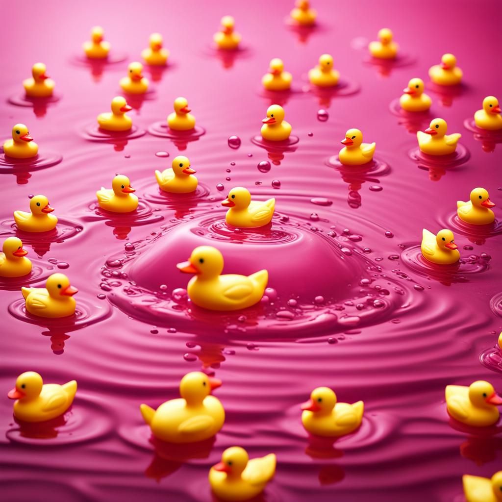 Pink Drink with Rubber Ducks in Splash Art