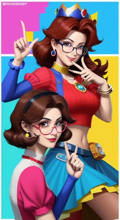 Vibrant Pixel Art Portraits of Princess Daisy and Pauline