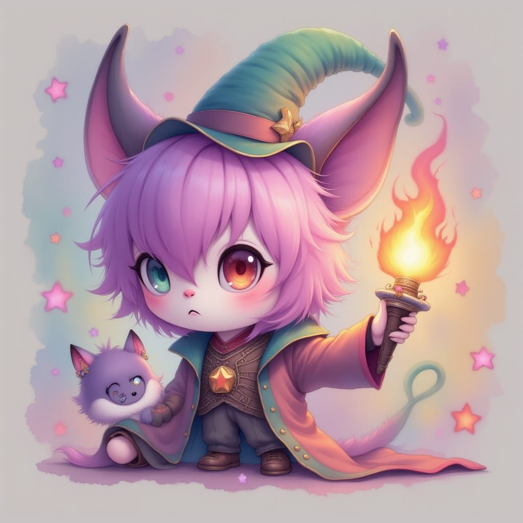 Cute Chibi Monster Assistant to a Magician
