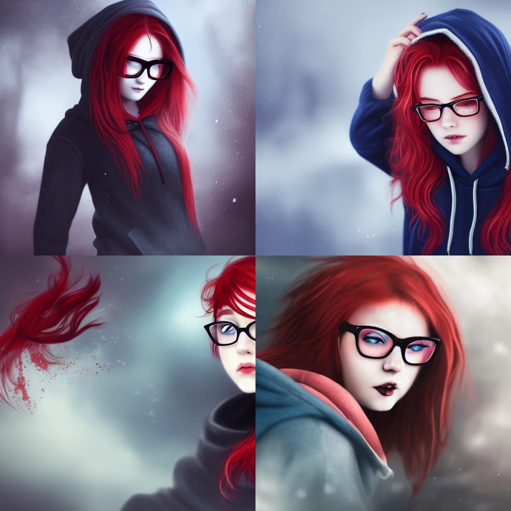 Girl with Red Hair and Bloody Face in Fantasy Art