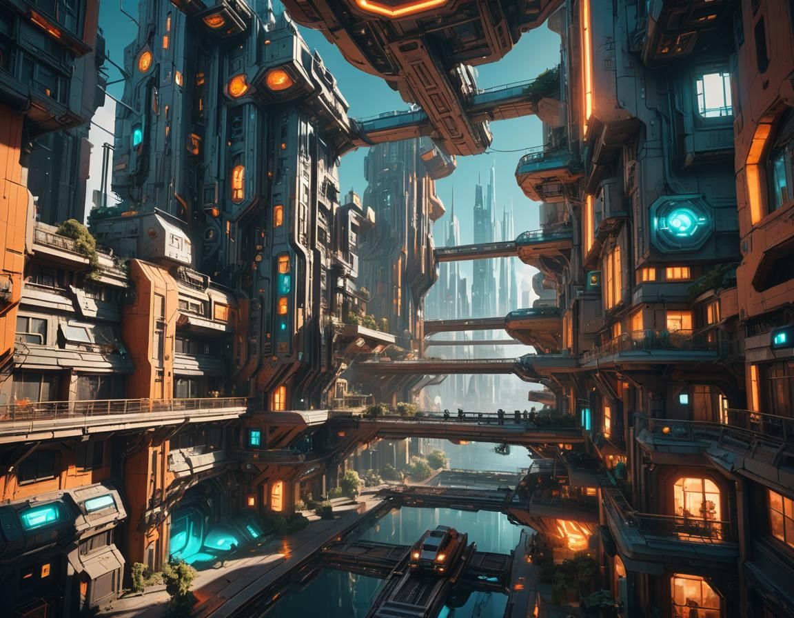 Exoplanet City Harbor Anomaly in Sci-Fi Concept Art